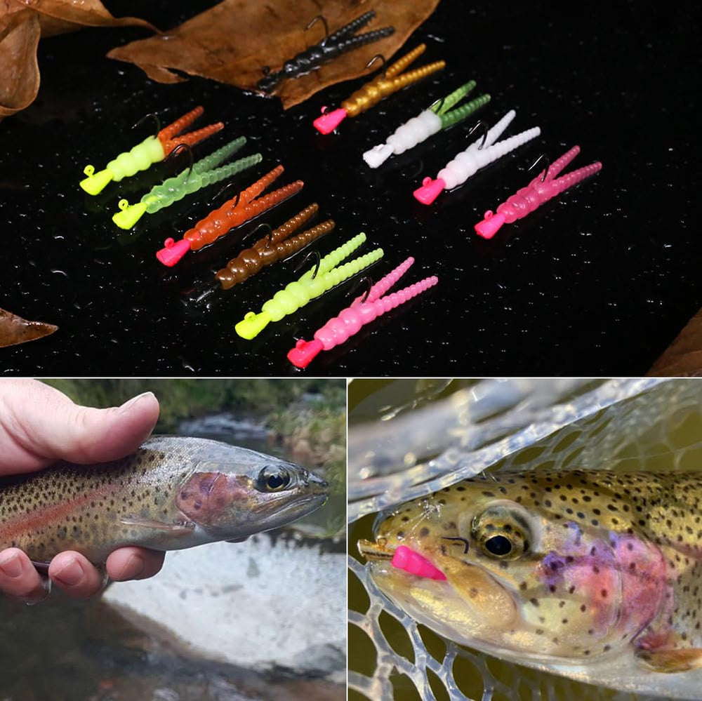 Close-up of soft worm baits in the kit