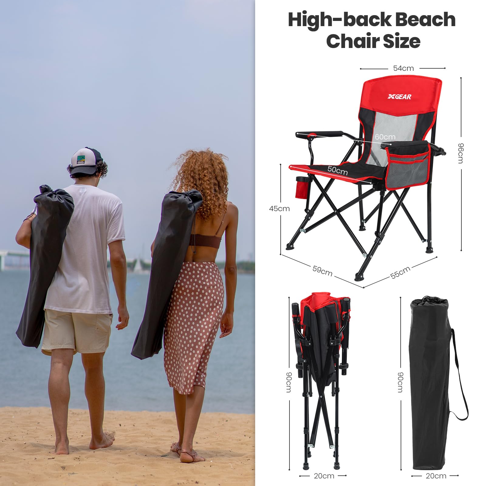 XGEAR camping chair 350lbs capacity supports longer outdoor sessions.