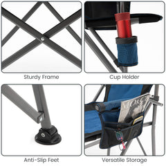 XGEAR camping chair cup holder detail for convenient drinks.