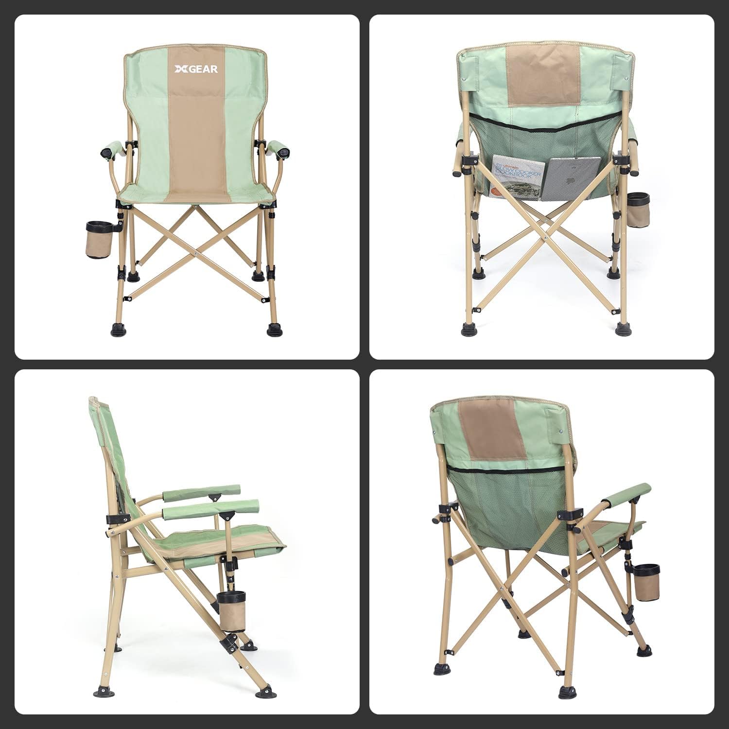 XGEAR camping chair cup holder keeps drinks within easy reach