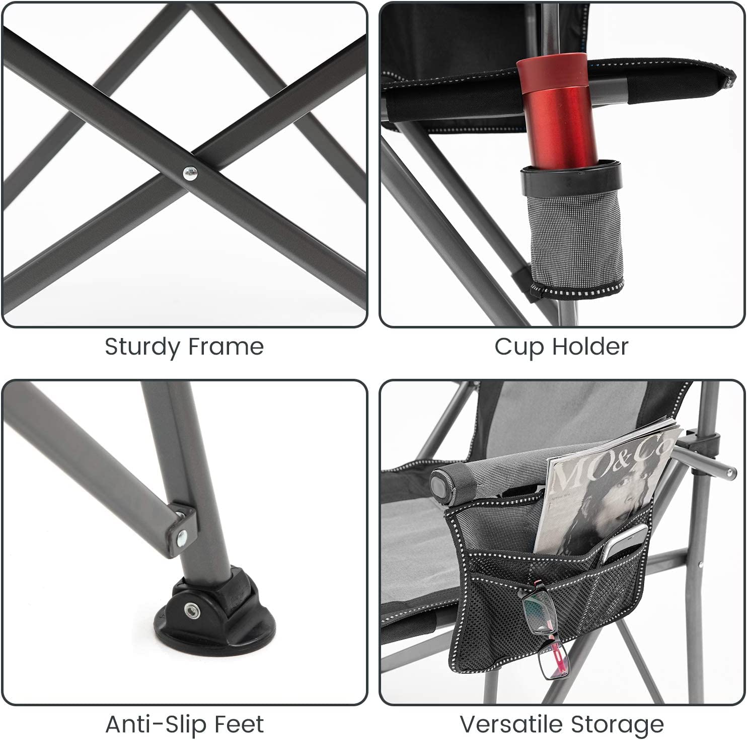 XGEAR camping chair durable steel frame supports heavy use on trails