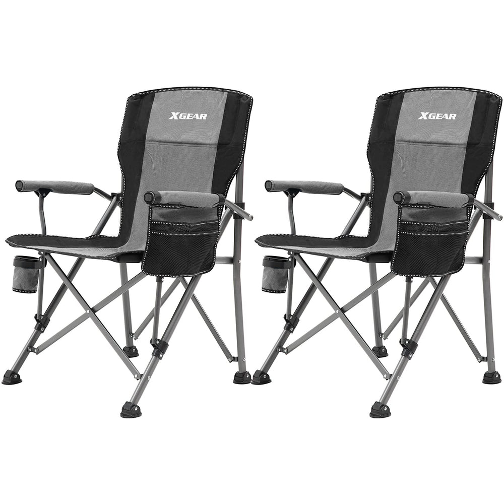 XGEAR camping chair gray high back offers stable comfort for long outdoor sessions