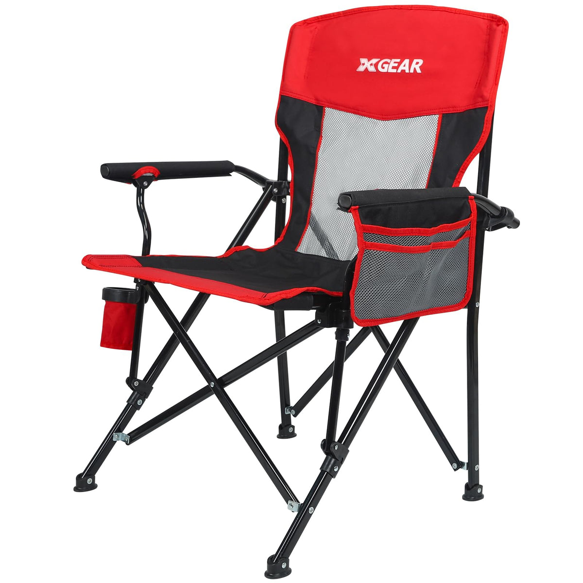 XGEAR camping chair heavy-duty frame keeps you stable on uneven ground.