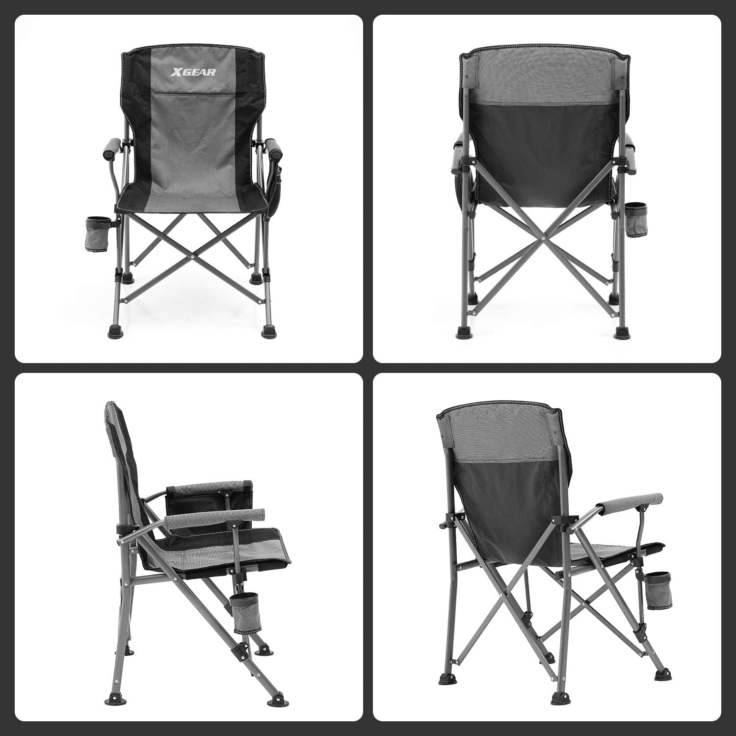 XGEAR camping chair non-slip feet keep chair steady on uneven ground
