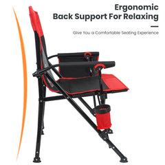 XGEAR camping chair padded armrests enhance comfort during long seating.