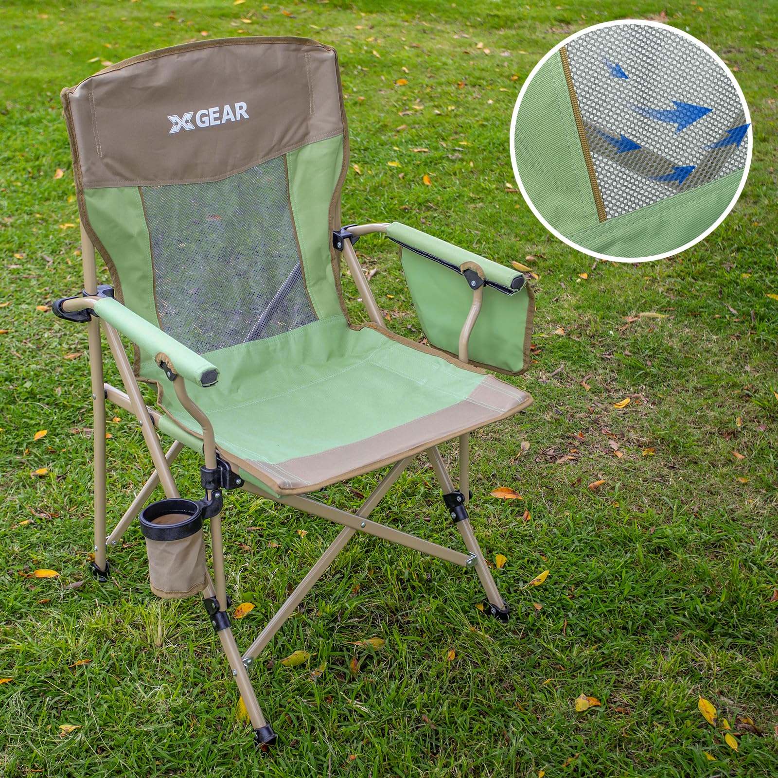 XGEAR camping chair portable with shoulder bag for effortless transport.