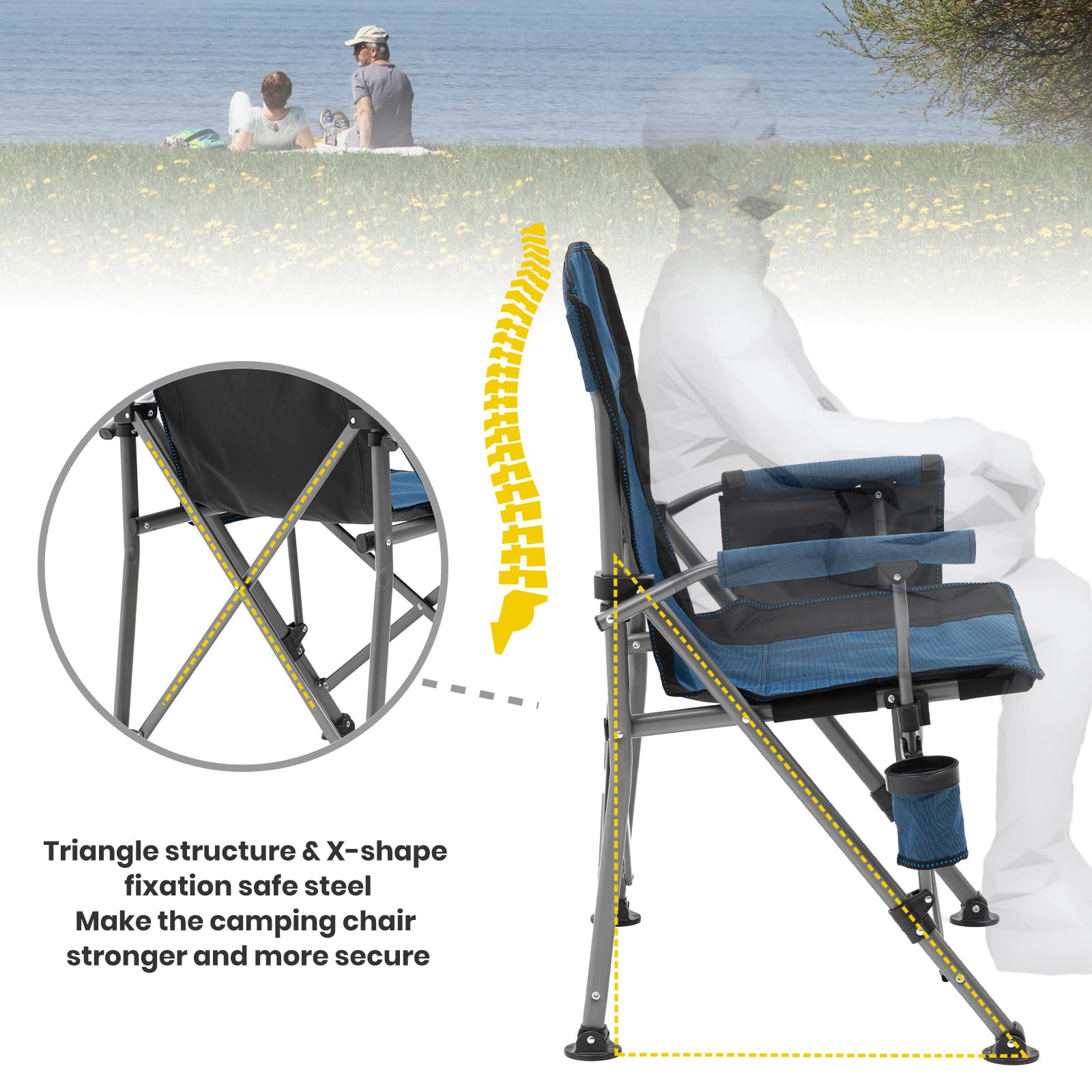 XGEAR steel frame delivers sturdy seating with up to 300 lb capacity.