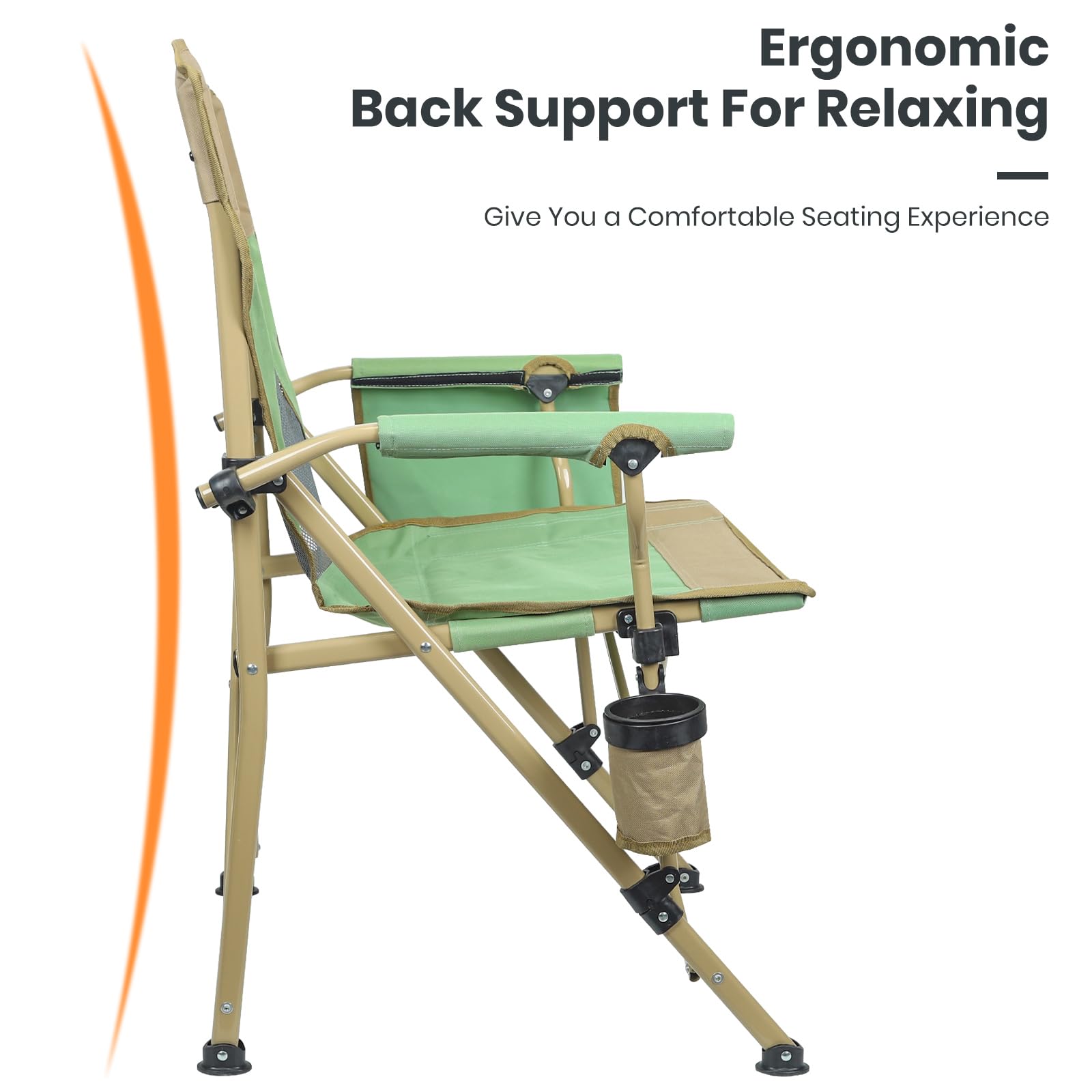 XGEAR camping chair sturdy steel frame delivers stable seating on varied terrain.