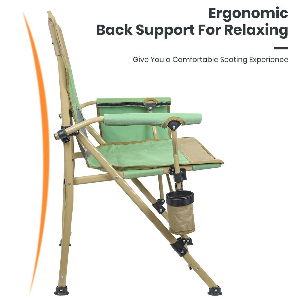 XGEAR camping chair sturdy steel frame delivers stable seating on varied terrain.