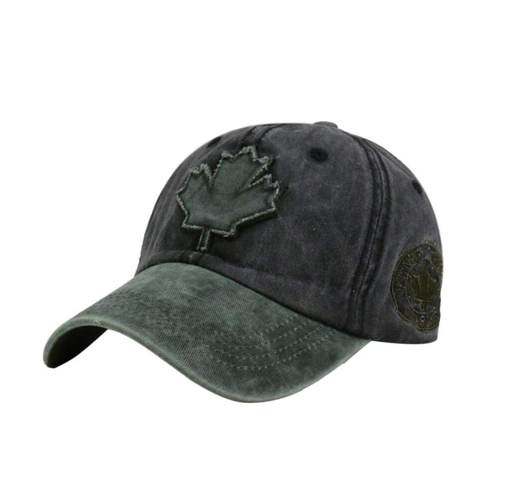 XibeiTrade Canada Maple baseball cap front view in black, soft washed cotton for daily wear.