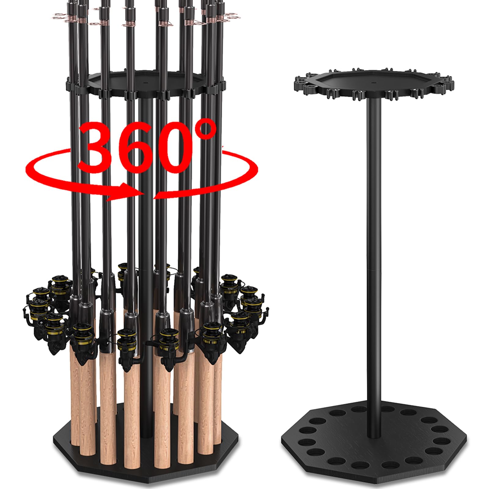 XIGOO wood fishing rod holder holding up to 16 rods