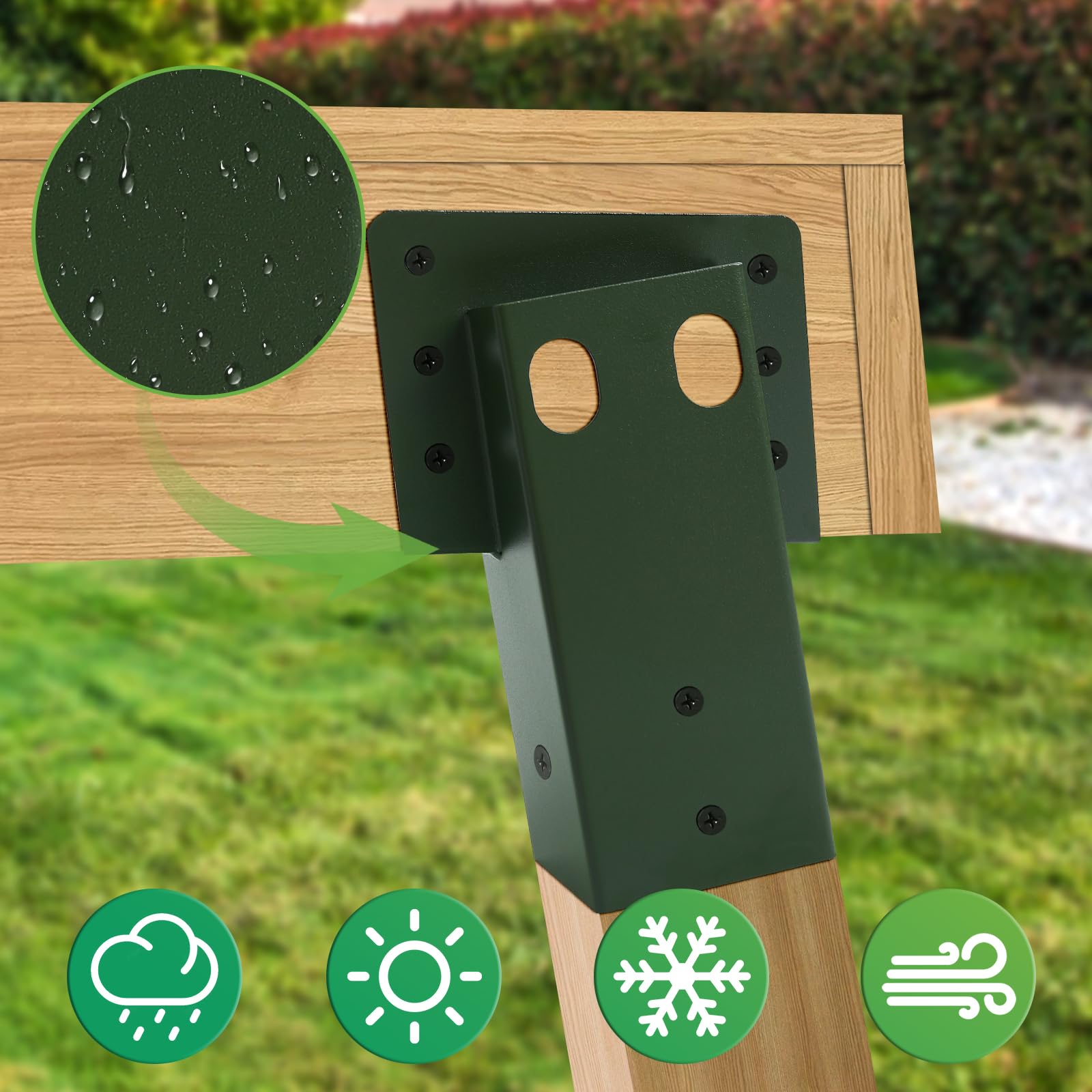 XIHUWZ deer stand brackets green powder coating resists rust and corrosion on outdoor structures.
