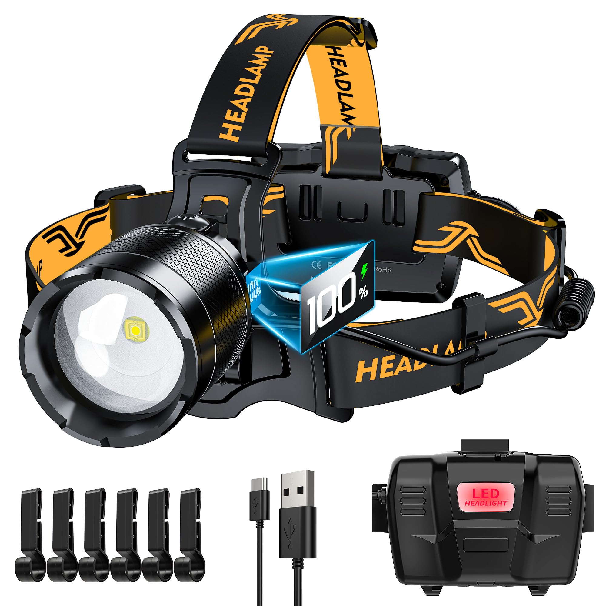 XILUO bright headlamp with 8 modes for versatile outdoor lighting.
