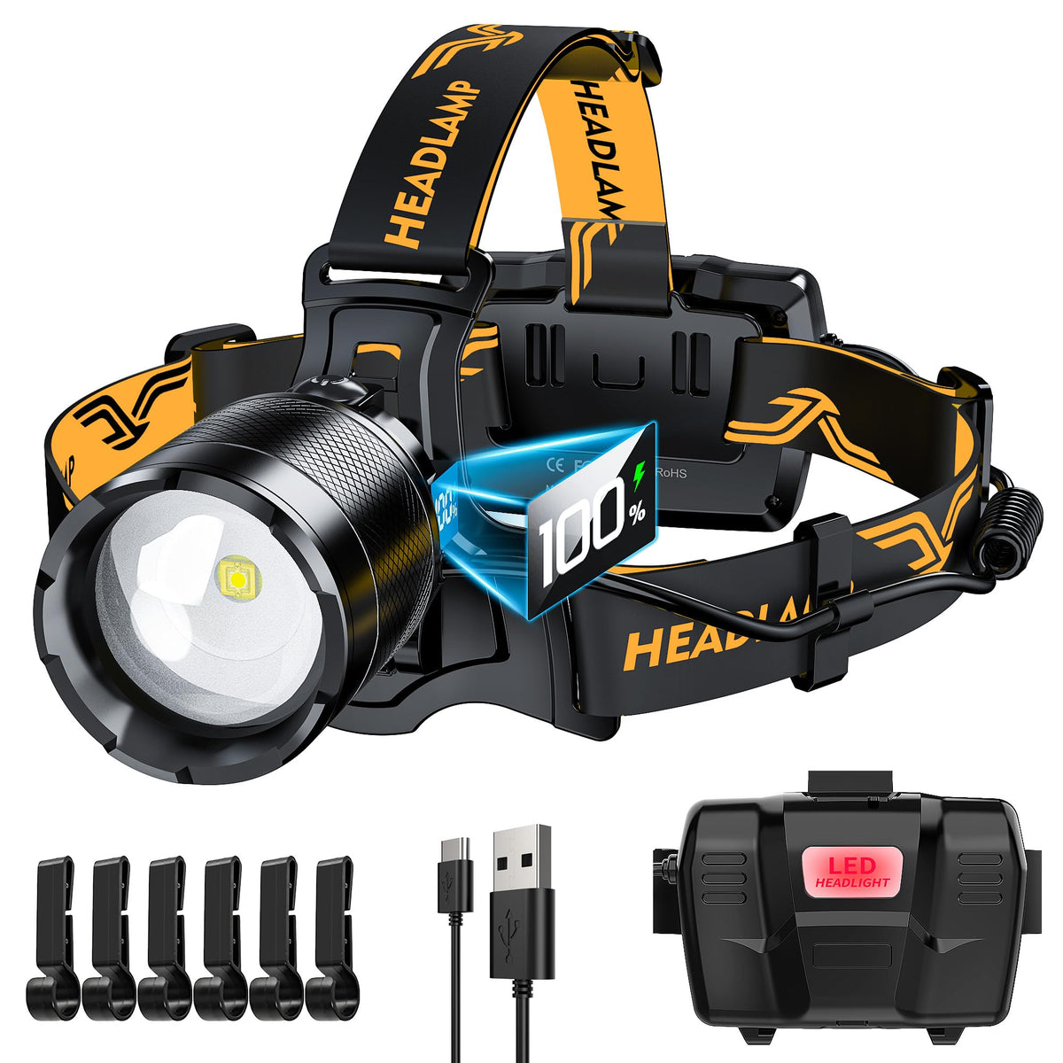 XILUO bright headlamp with 8 modes for versatile outdoor lighting.