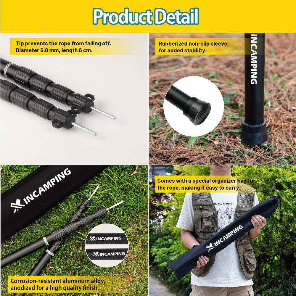 XINCAMPING 4-section design enables quick setup and space saving.