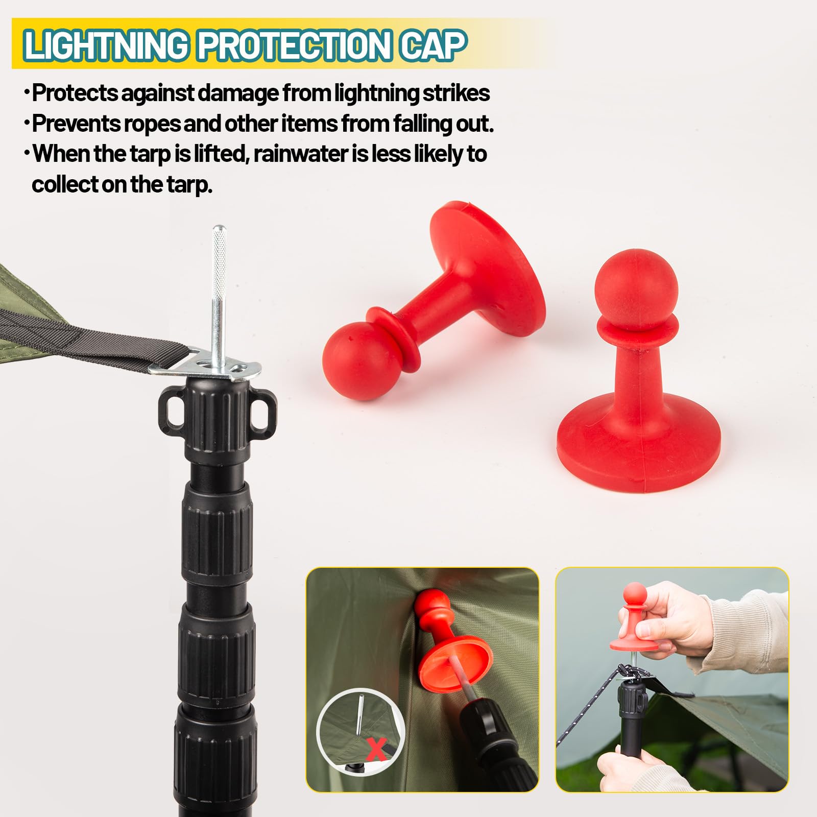 XINCAMPING universal-use tarp poles work with tarps, gazebos, tents.