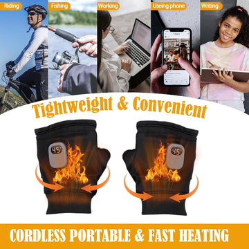 Xing Chen Hai Yang fingerless heated gloves allow easy phone use with windproof warmth.