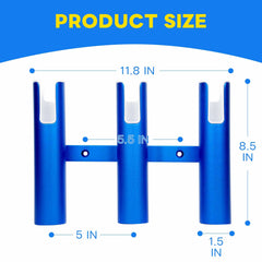 Close-up of blue aluminium rod holder showing smooth finish