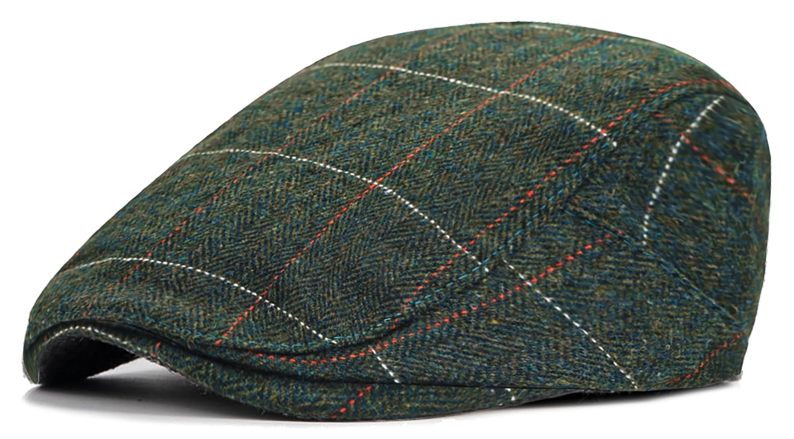 Xinveen men's newsboy hat olive green - front view