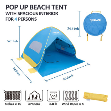XIXIKANK beach tent with durable oxford fabric ensures lasting use at the shore