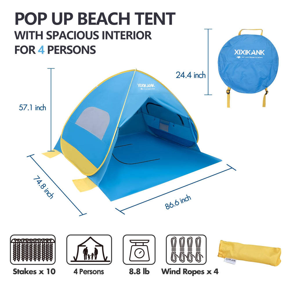 XIXIKANK beach tent with durable oxford fabric ensures lasting use at the shore