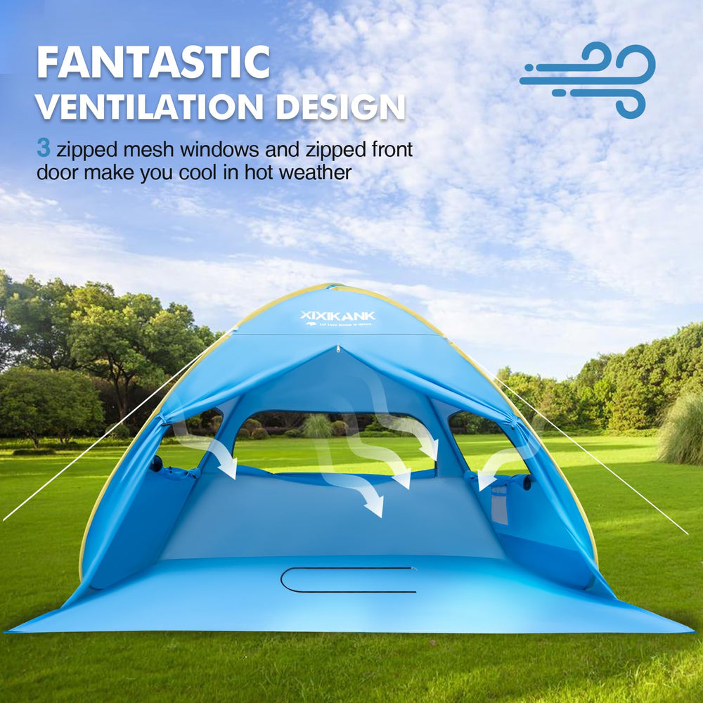 XIXIKANK beach tent's water-repellent coating keeps you dry during light rain