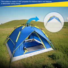 XL waterproof double-layer tent resisting rain with dry interior.