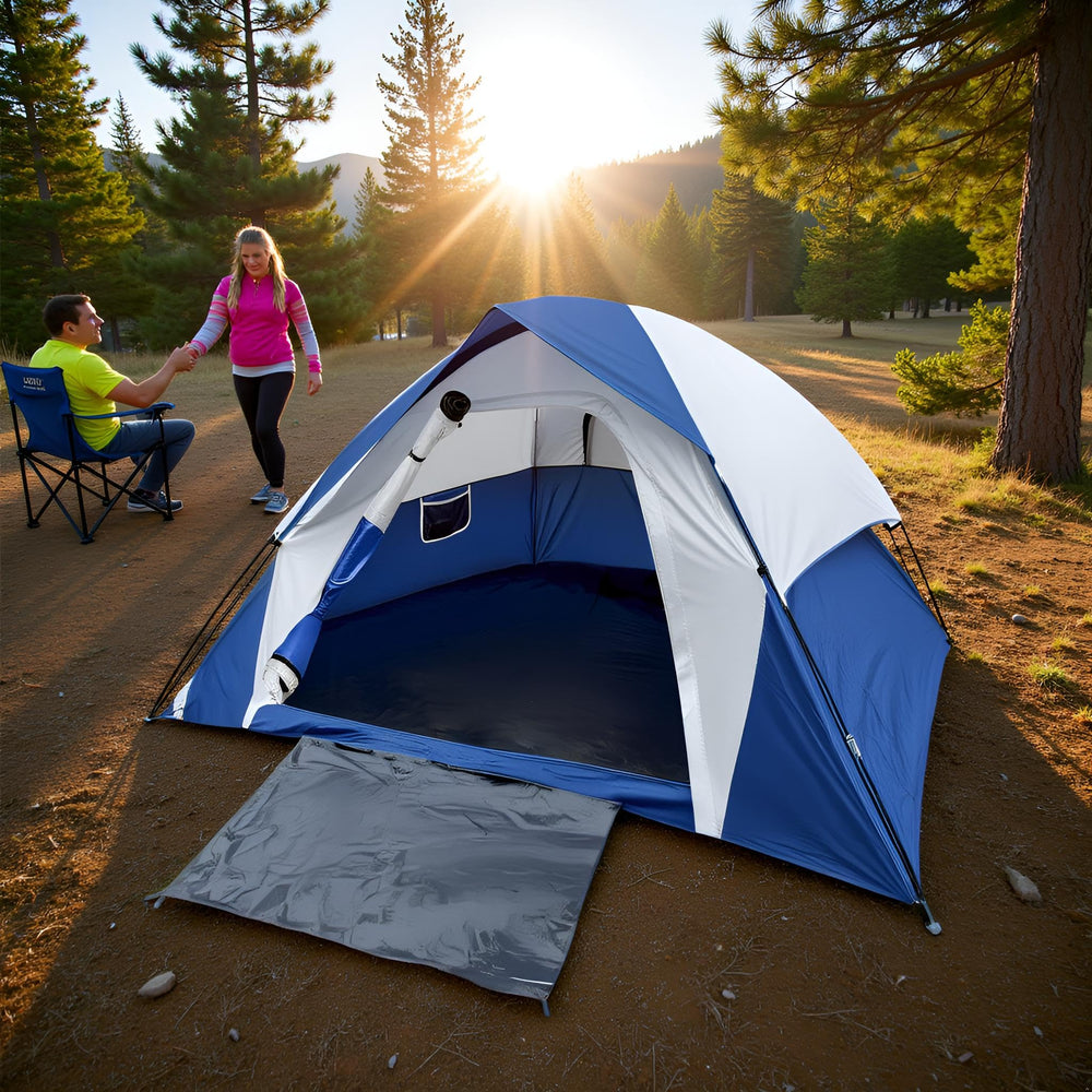 XL 4-person tent doors open for easy entry and ventilation.