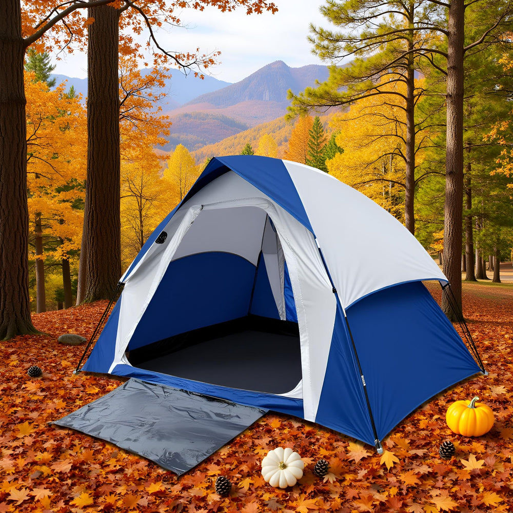 XL 4-person tent on campsite shows family-friendly shelter.