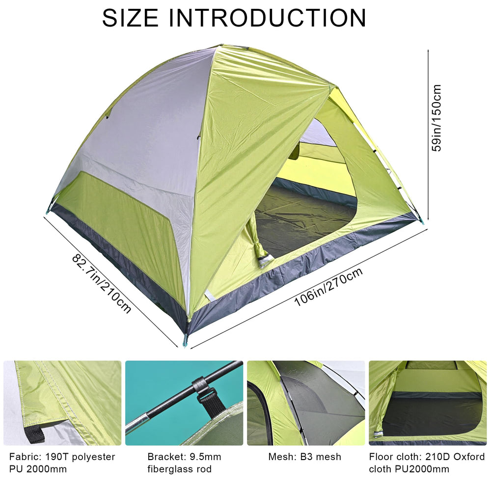 XL 4-person tent built-in storage pocket helps organize gear