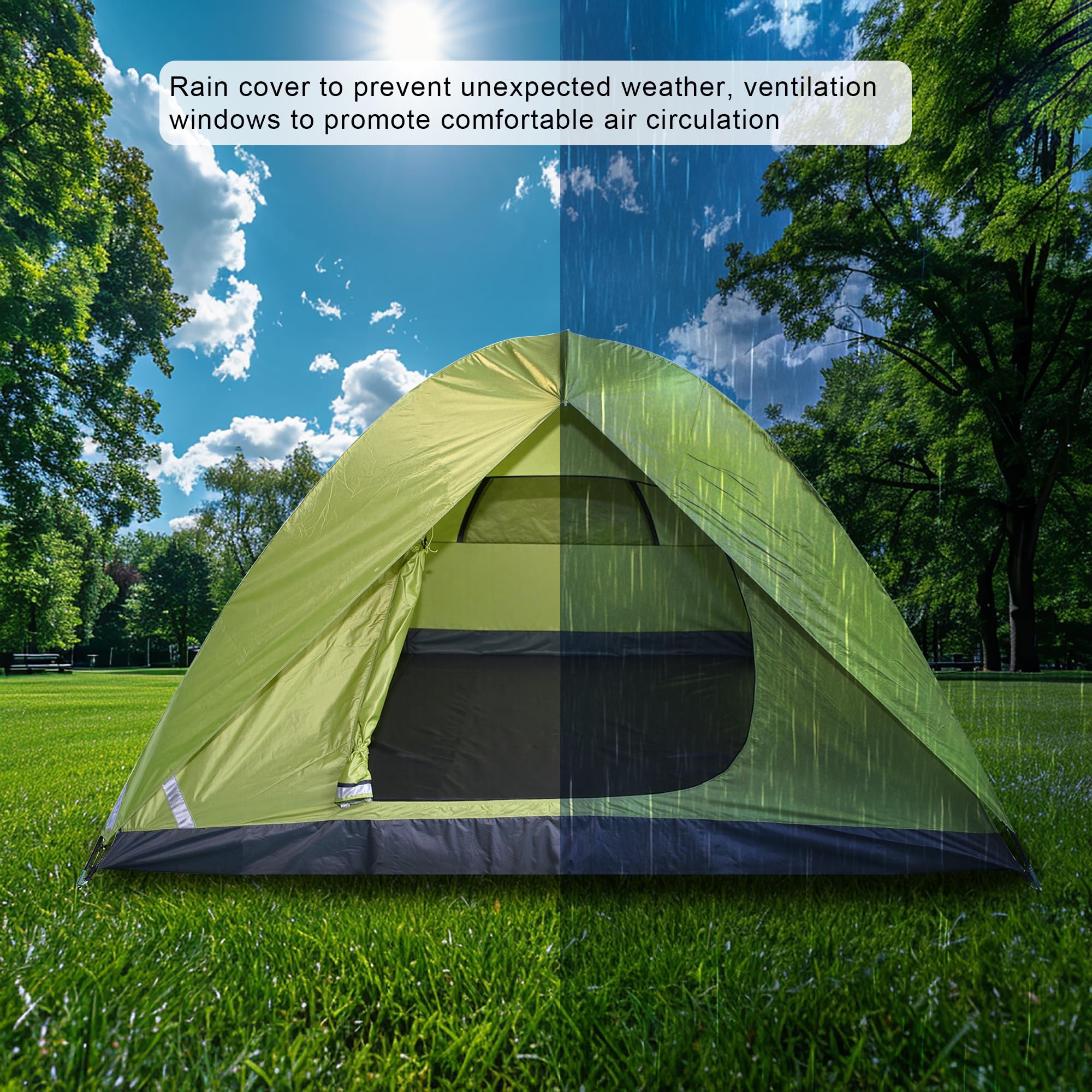 XL 4-person tent triple-stitching reinforces seams for durability in rough weather