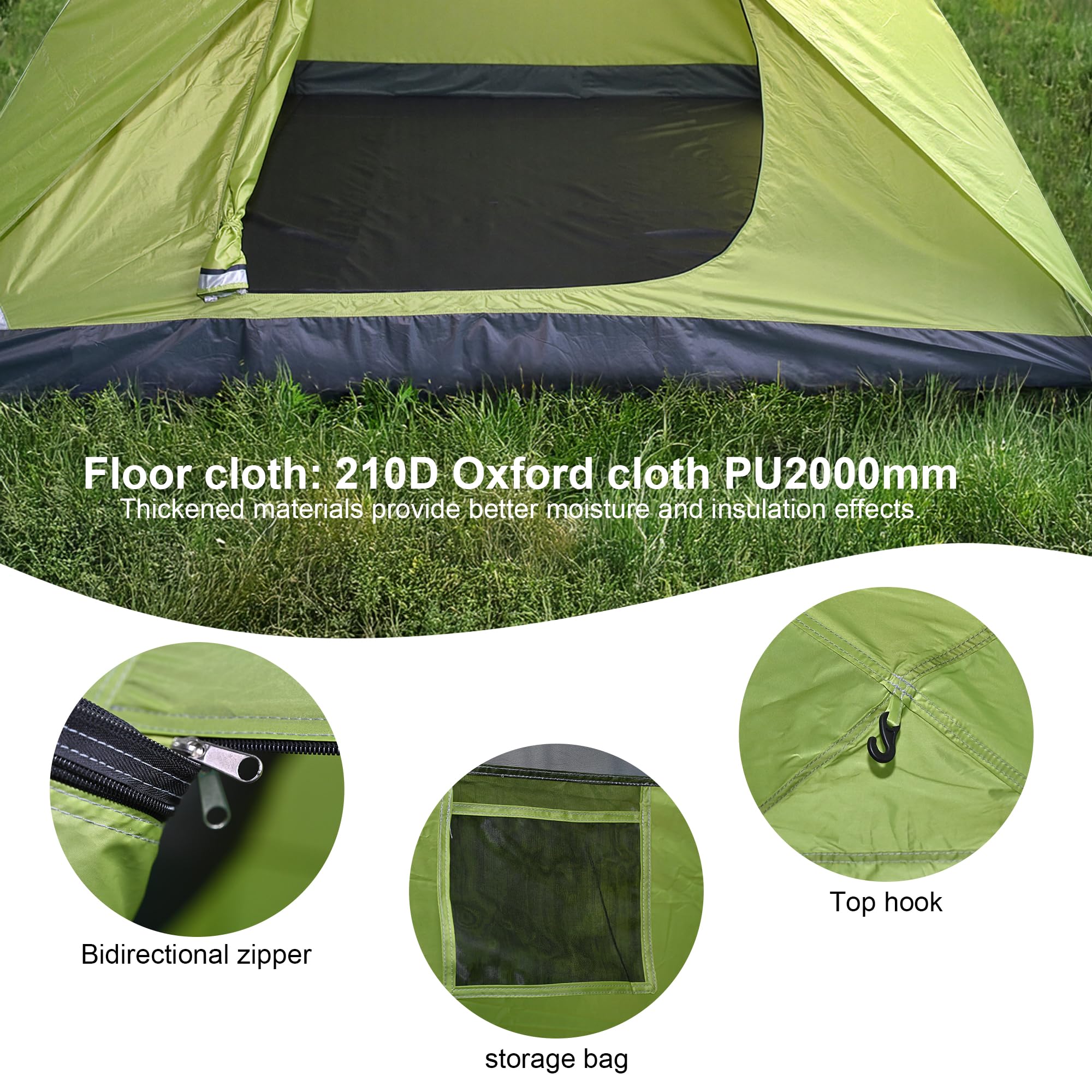 XL 6-person dome tent cross-design fiberglass poles resist strong winds.