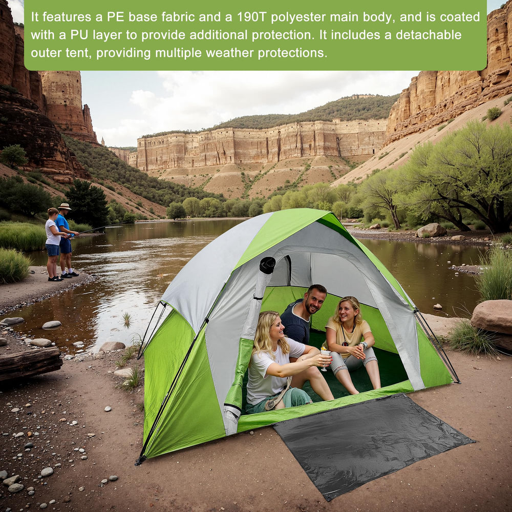 XL 6-person tent with removable rain fly offers adaptable weather protection.