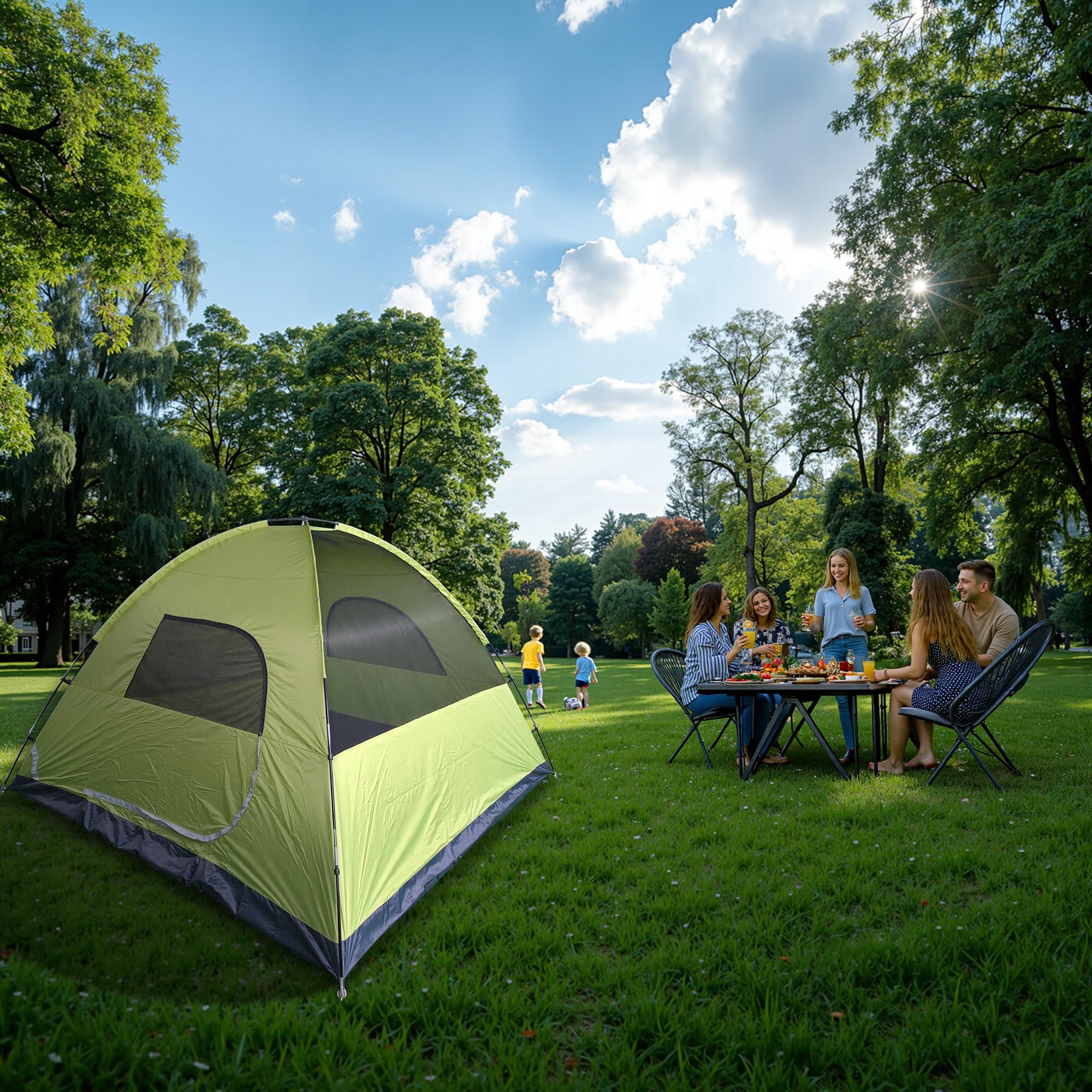 XL 6-person tent top storage pocket keeps essentials at hand.