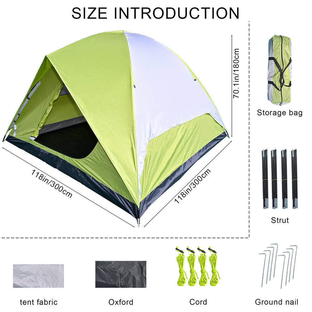 XL 6-person tent 210D waterproof floor protects against damp terrains.