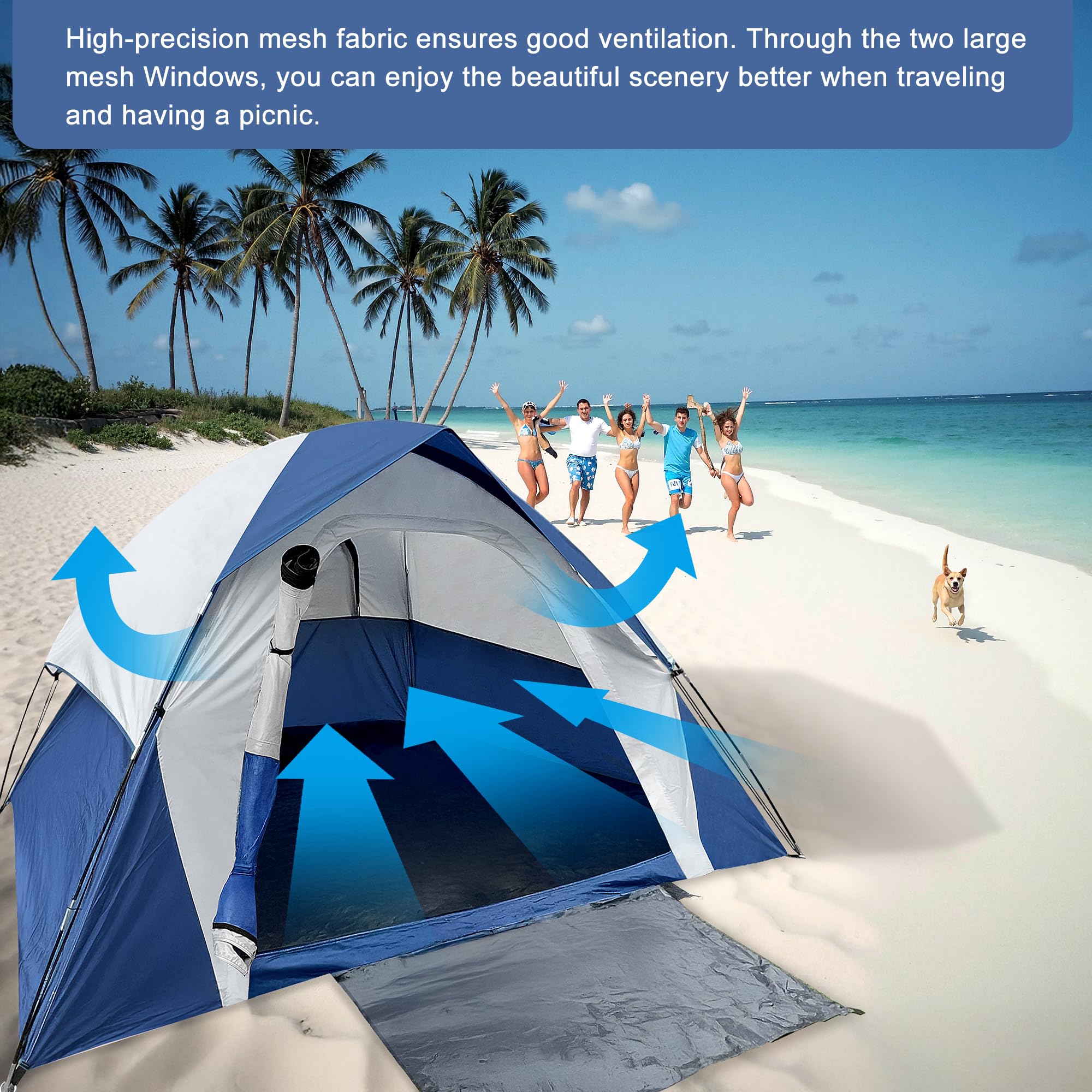 XL Tent double-layer waterproof design keeps interior dry in wet conditions.