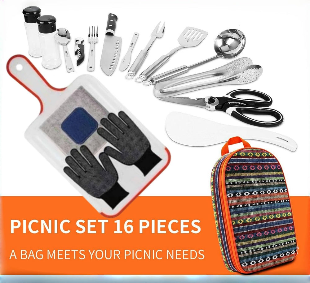 XLRPAT chef knife and frying spatula for precise campfire cooking.