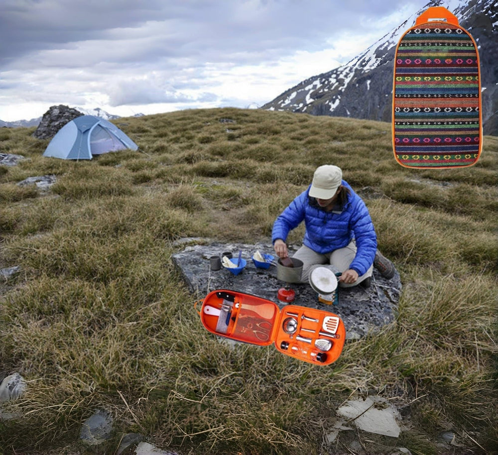 XLRPAT cleaning towel and spice containers keep campsite tidy.