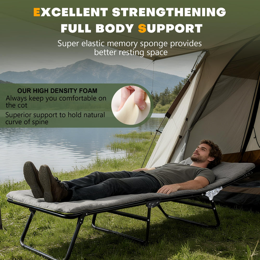 XMT camping cot 25 mm tubes provide solid stability