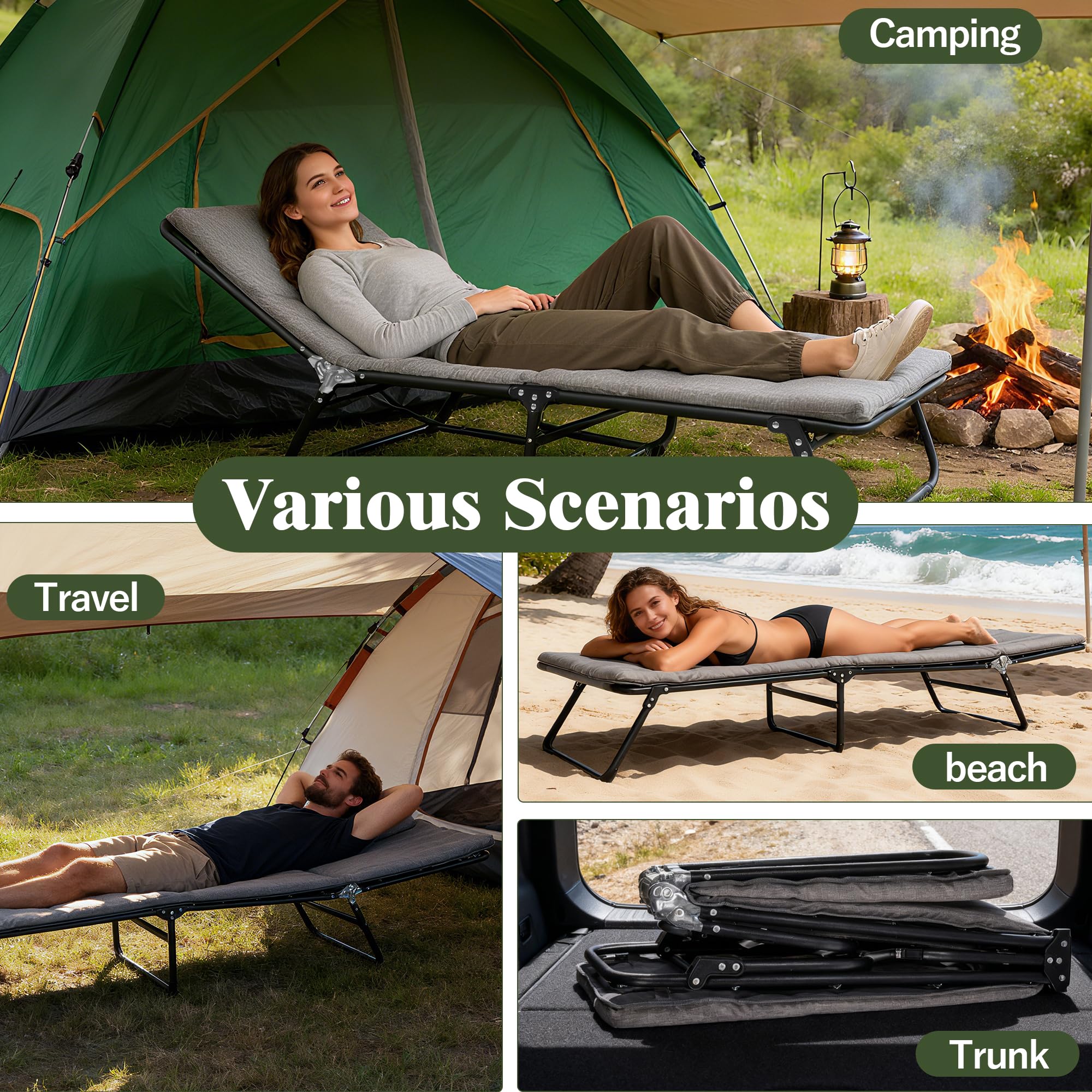 XMT camping cot breathable fabric keeps skin cool and comfortable