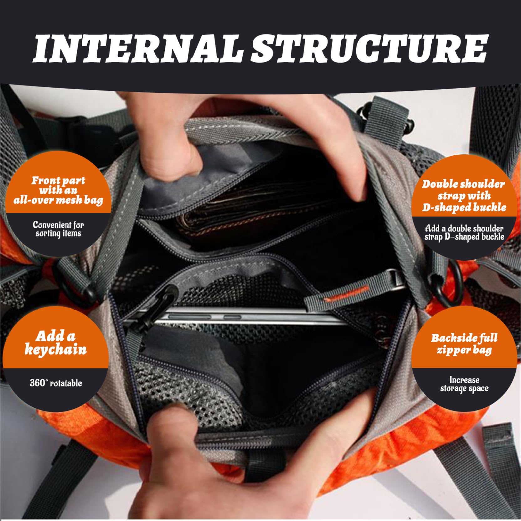 Xoeryoy Ergonomic lumbar hip belt enhances comfort on long hikes.