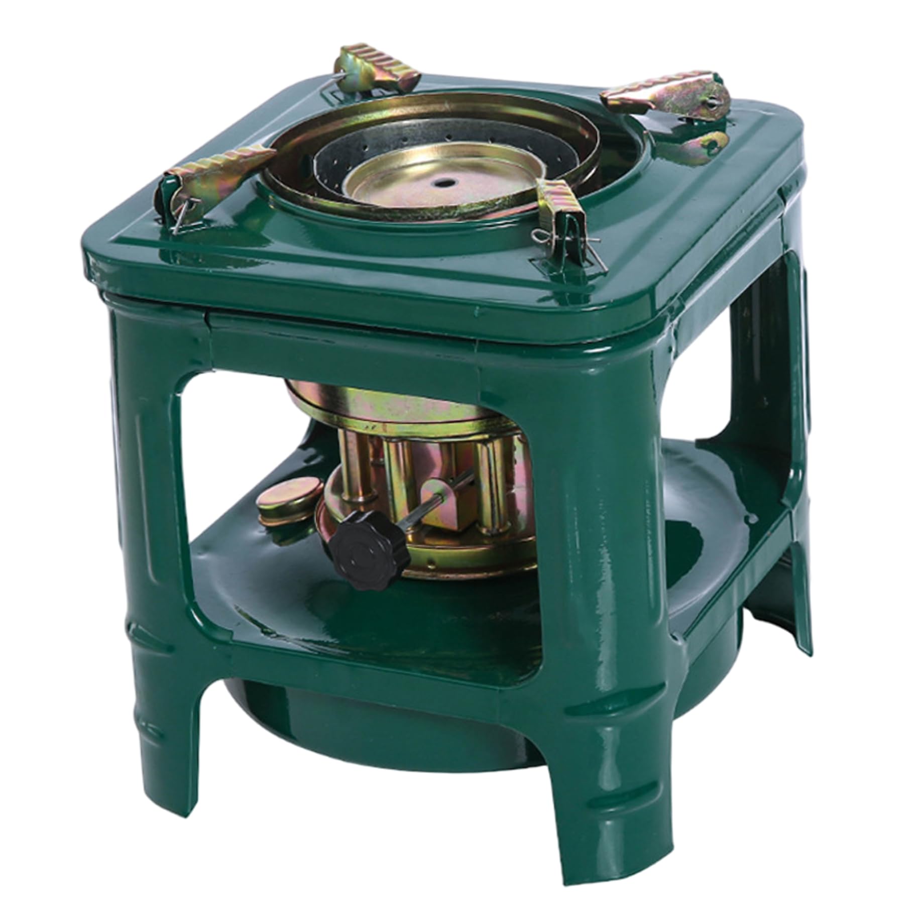 Xoeryoy small kerosene stove on a stable table for outdoor warmth.
