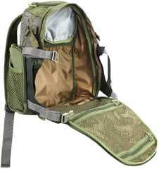 Striker Evolution hunting pack showing interior hydration pocket and reinforced stitching