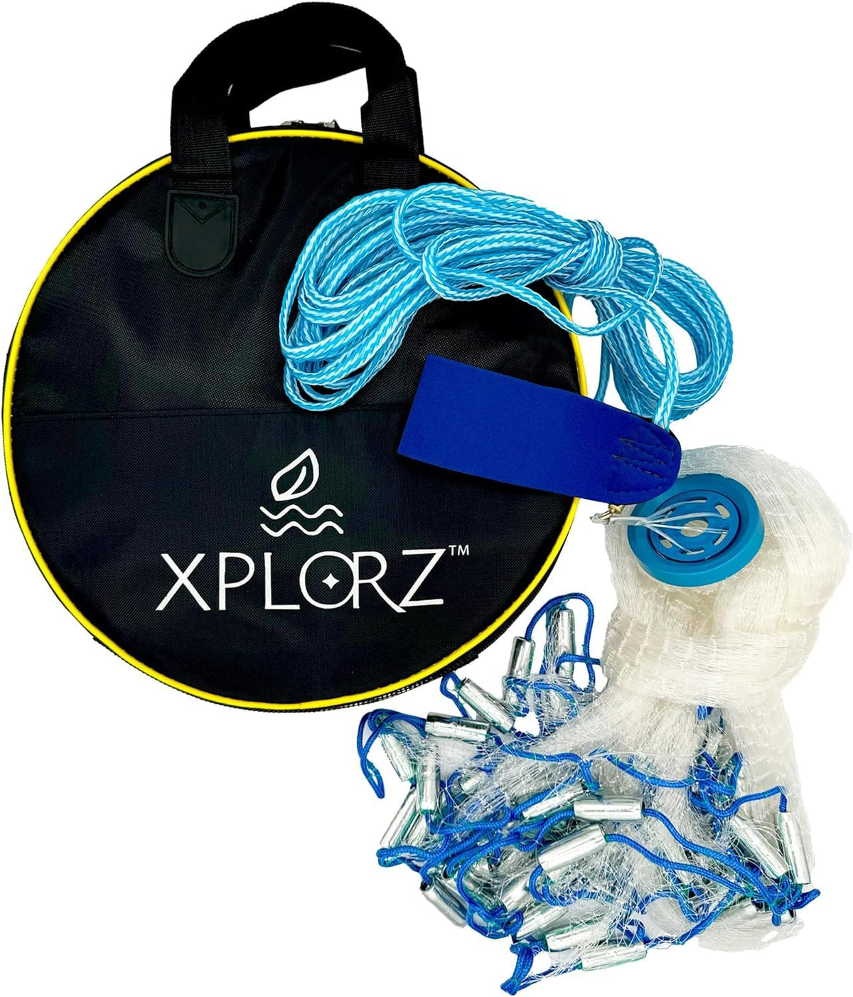 XPLORZ American cast net 4ft with zinc sinker weights ready for bait fishing