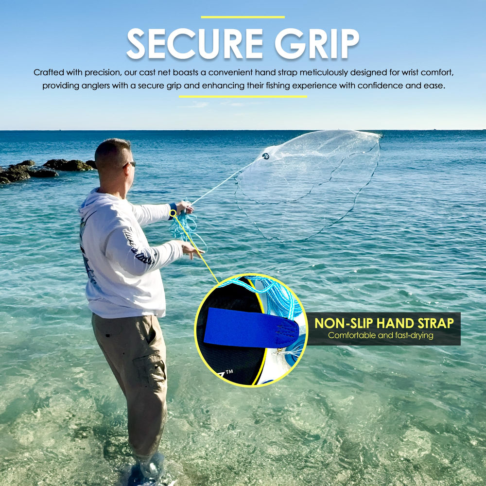 XPLORZ cast net catching various bait fish in saltwater and freshwater