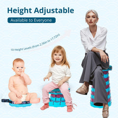 XplrKamp stool height adjustment helps find comfortable seating height.