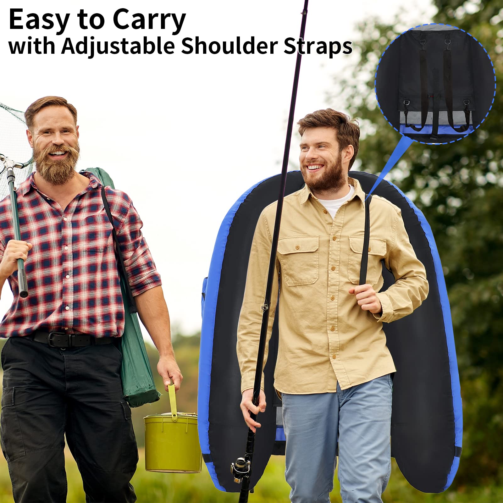 Xproutdoor float-tube blue rod holder supports easy fishing setup