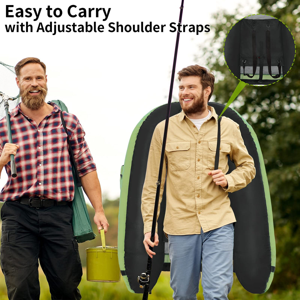 Xproutdoor FT003 float tube showing adjustable backpack straps for transport