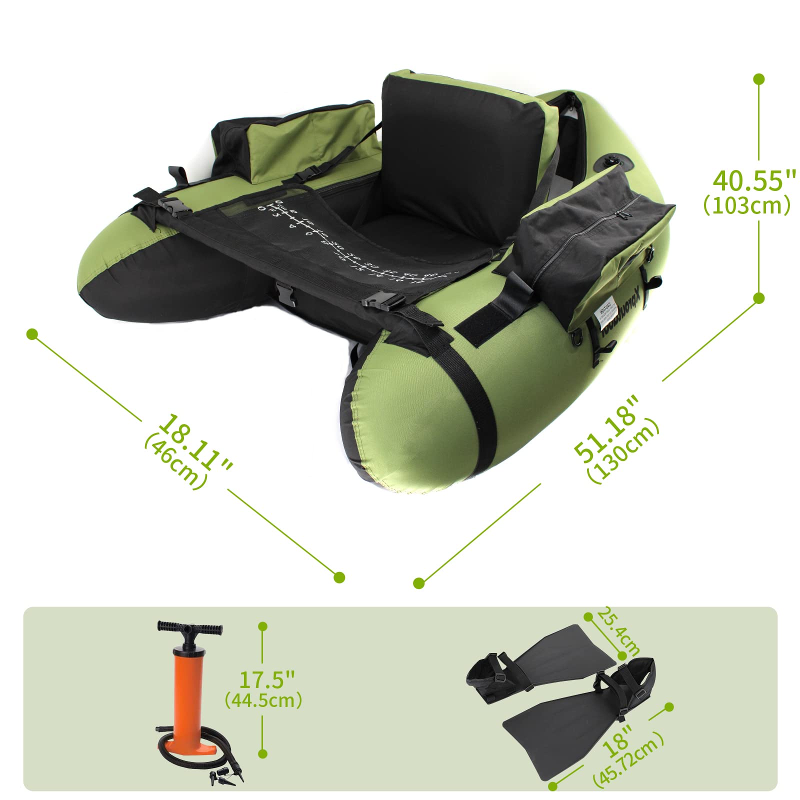 Xproutdoor FT003 float tube with large side storage bags for gear organization