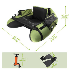 Xproutdoor FT003 float tube with large side storage bags for gear organization